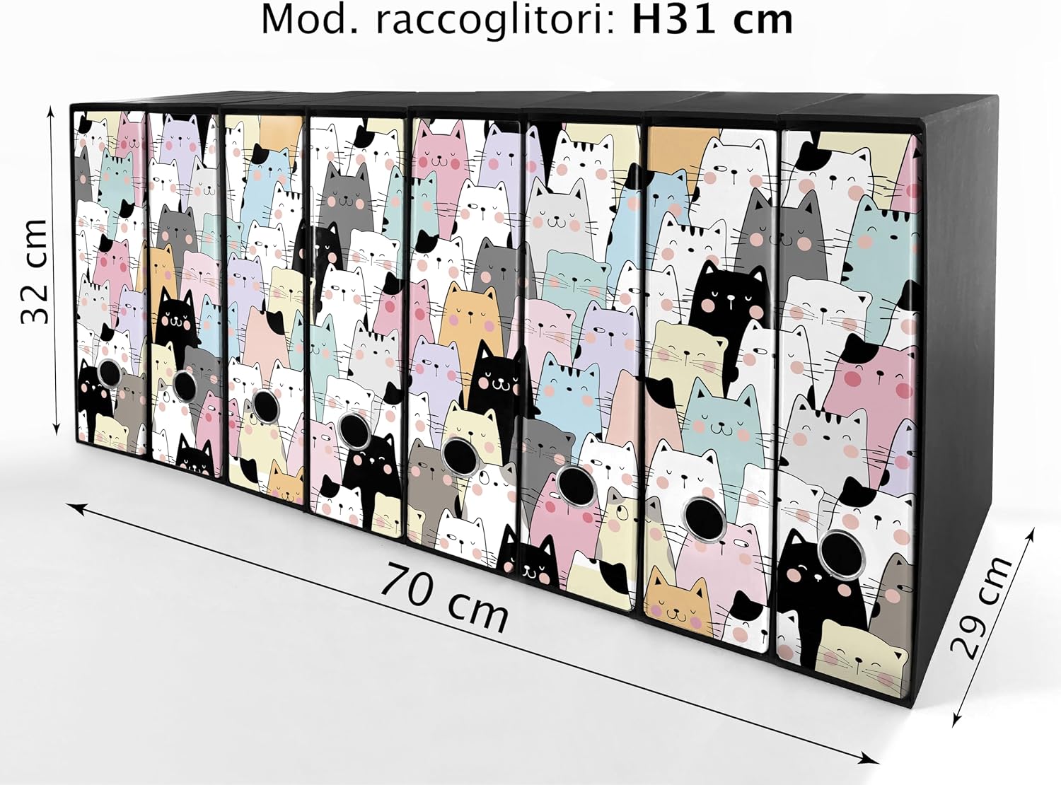 Set da 8 raccoglitori ad anelli GATTONI - Faldoni SHAREPRINTING (H31 con 2 anelli)