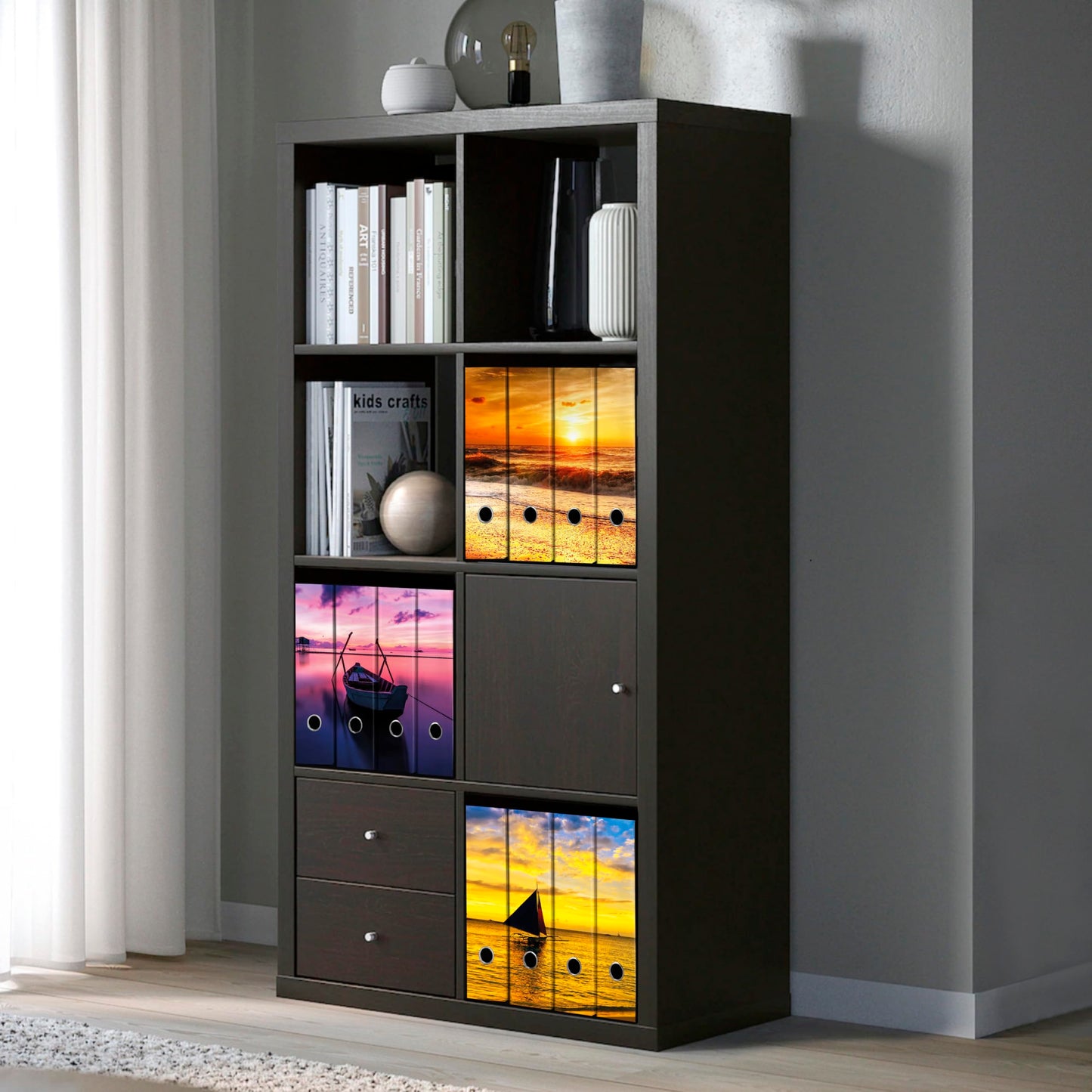 Set da 4 raccoglitori ad anelli - BARCA TRAMONTO
