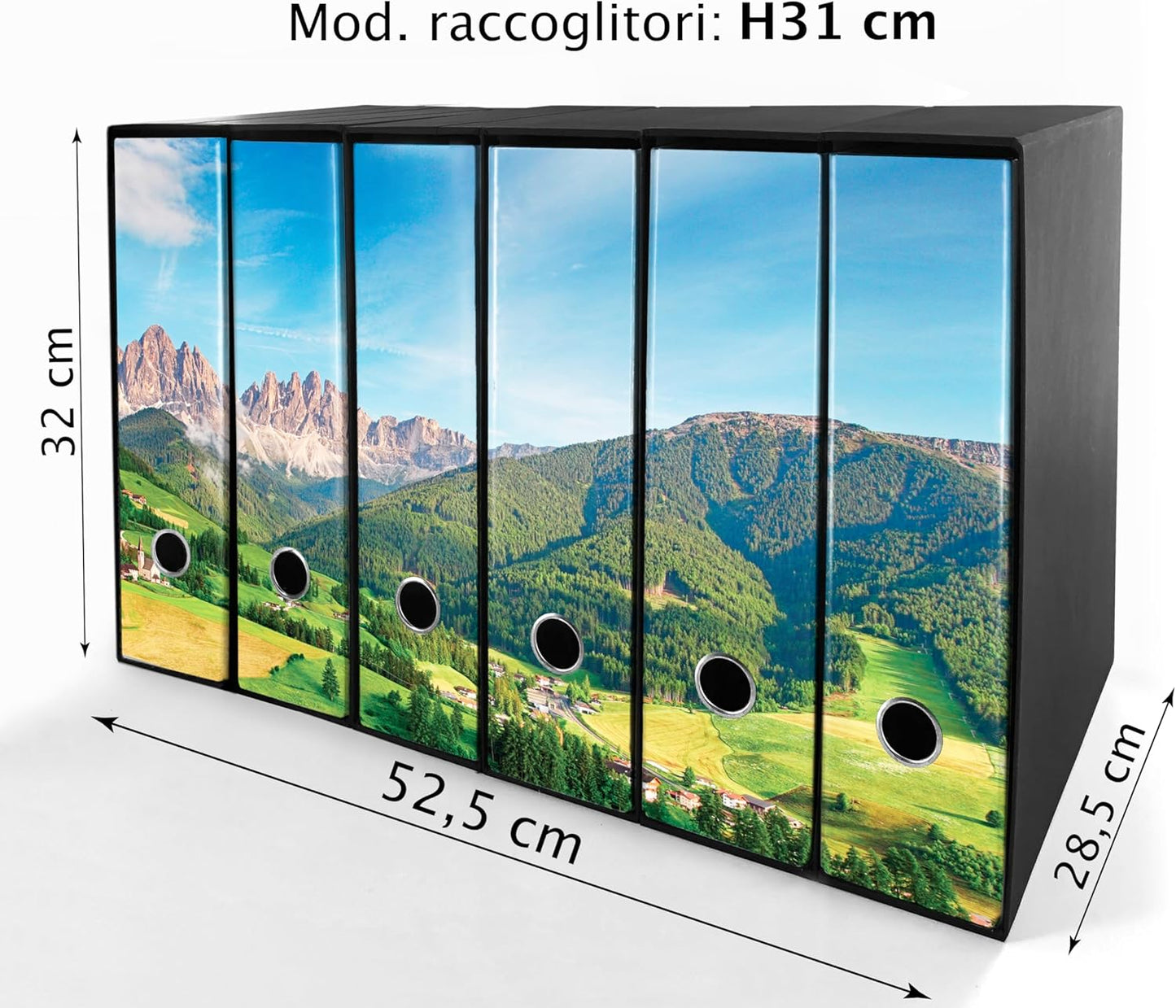 Set da 6 raccoglitori ad anelli - SCENARIO ALPINO (H31 cm con 2 anelli)