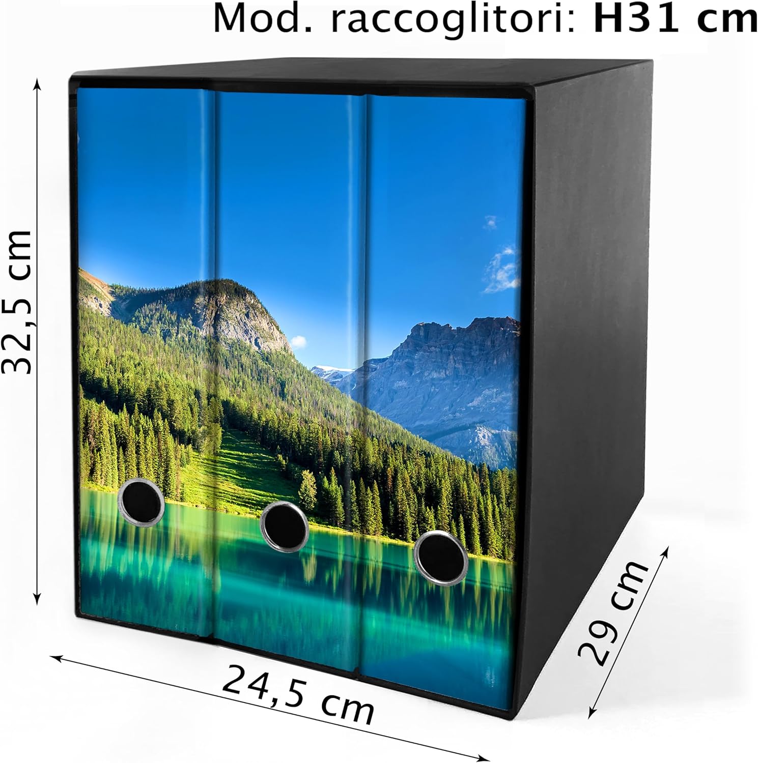 Shareprinting Set da 3 raccoglitori ad anelli - LAGO DI MONTAGNA (31 cm con 2 anelli)