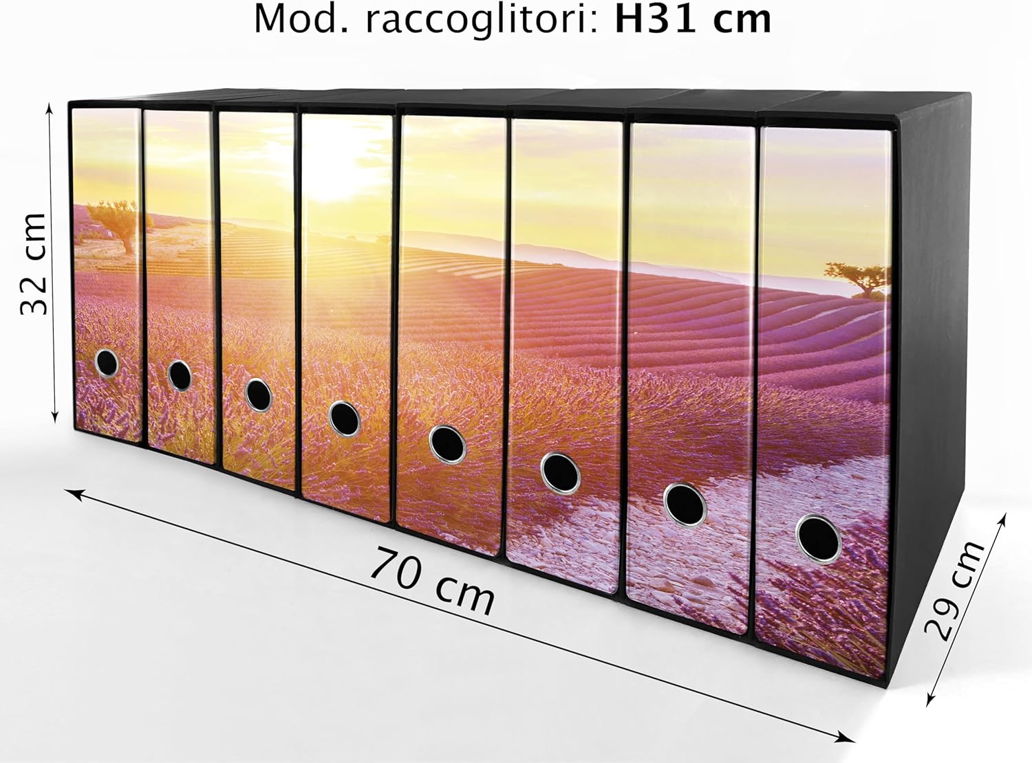 Set da 8 raccoglitori ad anelli LAVANDA AL TRAMONTO - Faldoni SHAREPRINTING (H31 con 2 anelli)