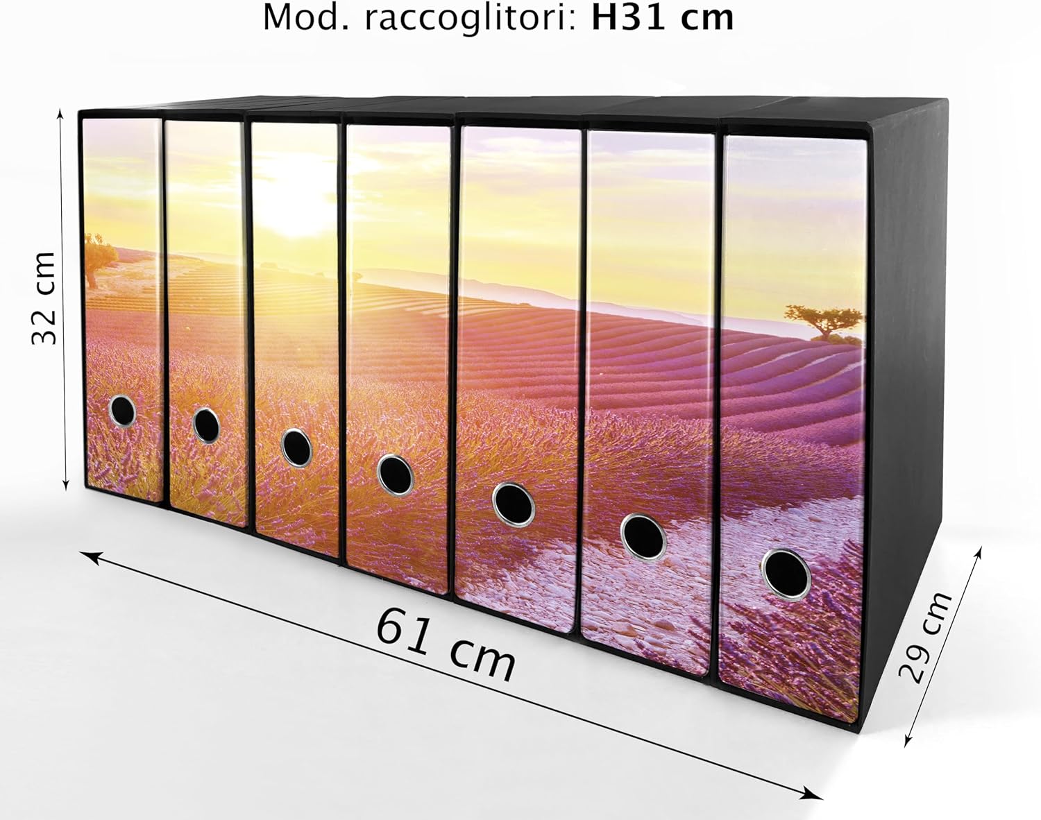 Set da 7 raccoglitori ad anelli LAVANDA AL TRAMONTO - Faldoni SHAREPRINTING (H31 con 2 anelli)