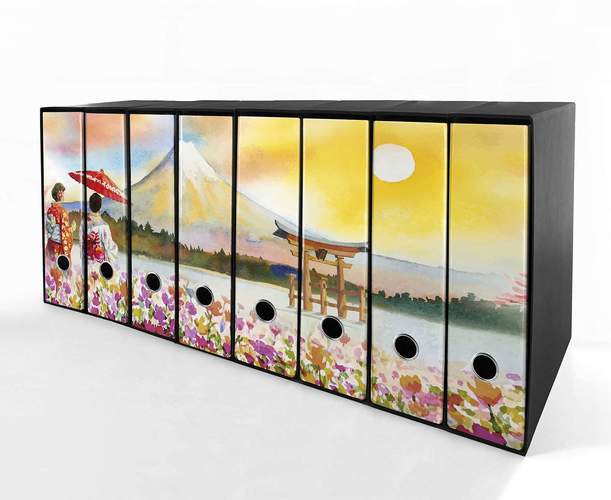 Set da 8 raccoglitori ad anelli MONTE FUJI DISEGNO - Faldoni SHAREPRINTING (H31 con 2 anelli)