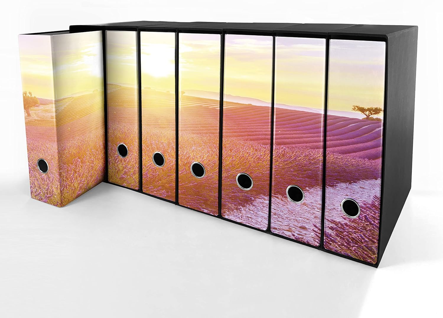 Set da 7 raccoglitori ad anelli LAVANDA AL TRAMONTO - Faldoni SHAREPRINTING (H31 con 2 anelli)