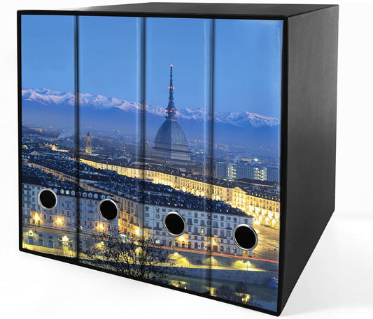 Shareprinting Set da 4 raccoglitori ad anelli TORINO - Faldoni (H31 con 2 anelli)