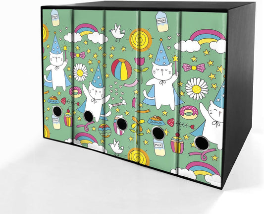 Set da 5 raccoglitori ad anelli - MAGO GATTO (H31 cm con 2 anelli)
