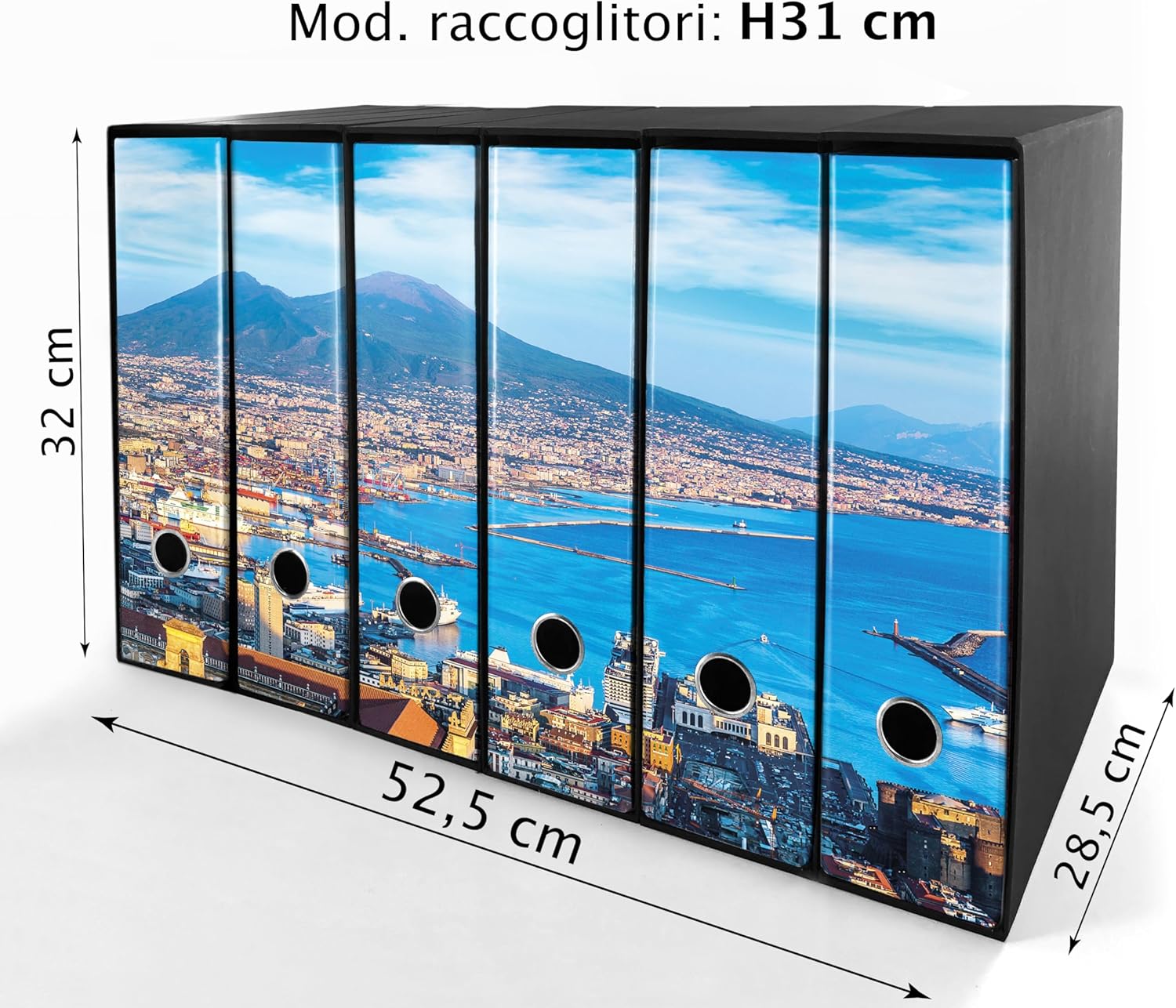 Set da 6 raccoglitori ad anelli GOLFO DI NAPOLI- Faldoni SHAREPRINTING (H31 con 2 anelli)