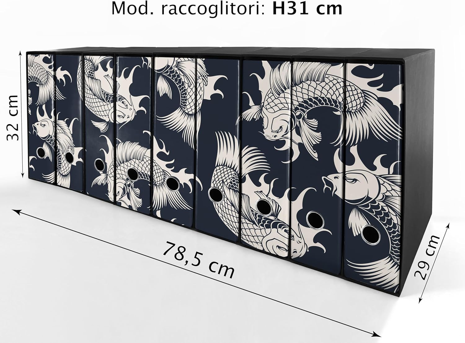 Set da 9 raccoglitori ad anelli CARPE BIANCHE - Faldoni SHAREPRINTING (H31 con 2 anelli)
