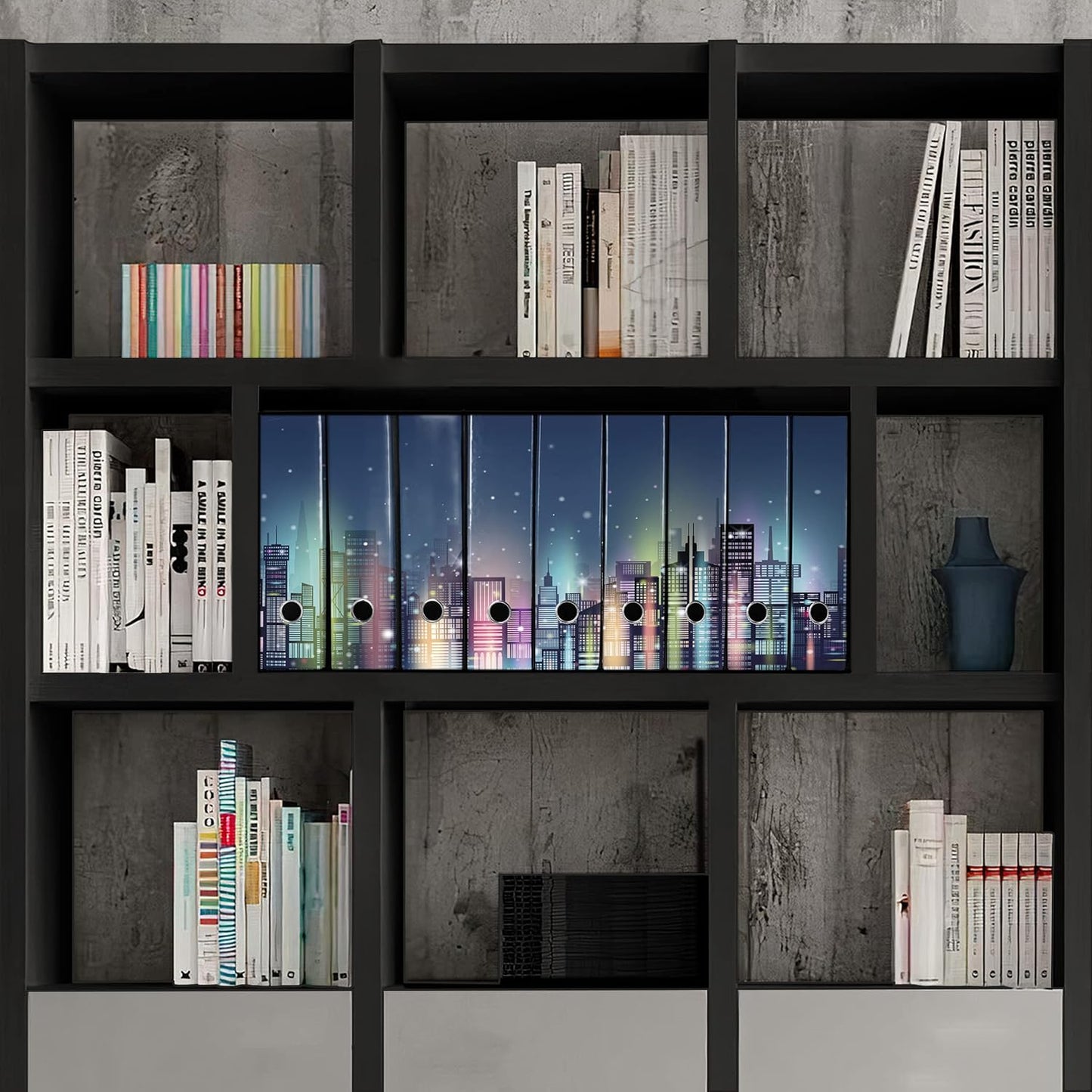 Set da 9 raccoglitori ad anelli CITTA DI NOTTE - Faldoni SHAREPRINTING (H31 con 2 anelli)