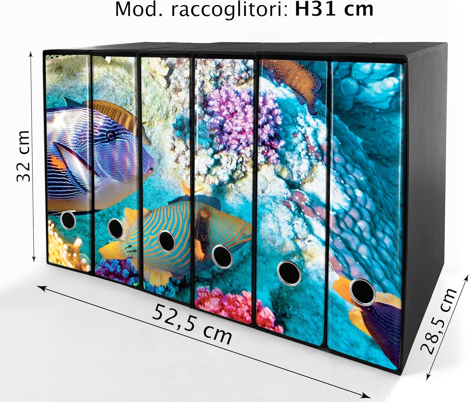 Set da 6 raccoglitori ad anelli - PESCI e CORALLI (H31 cm con 2 anelli)