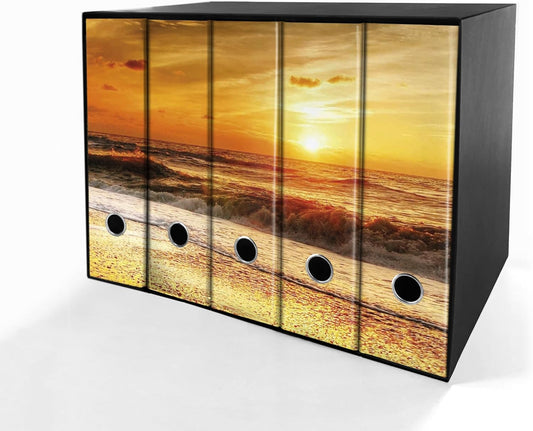 Shareprinting Set da 5 raccoglitori ad anelli - SPIAGGIA TRAMONTO (H31 cm con 2 anelli)
