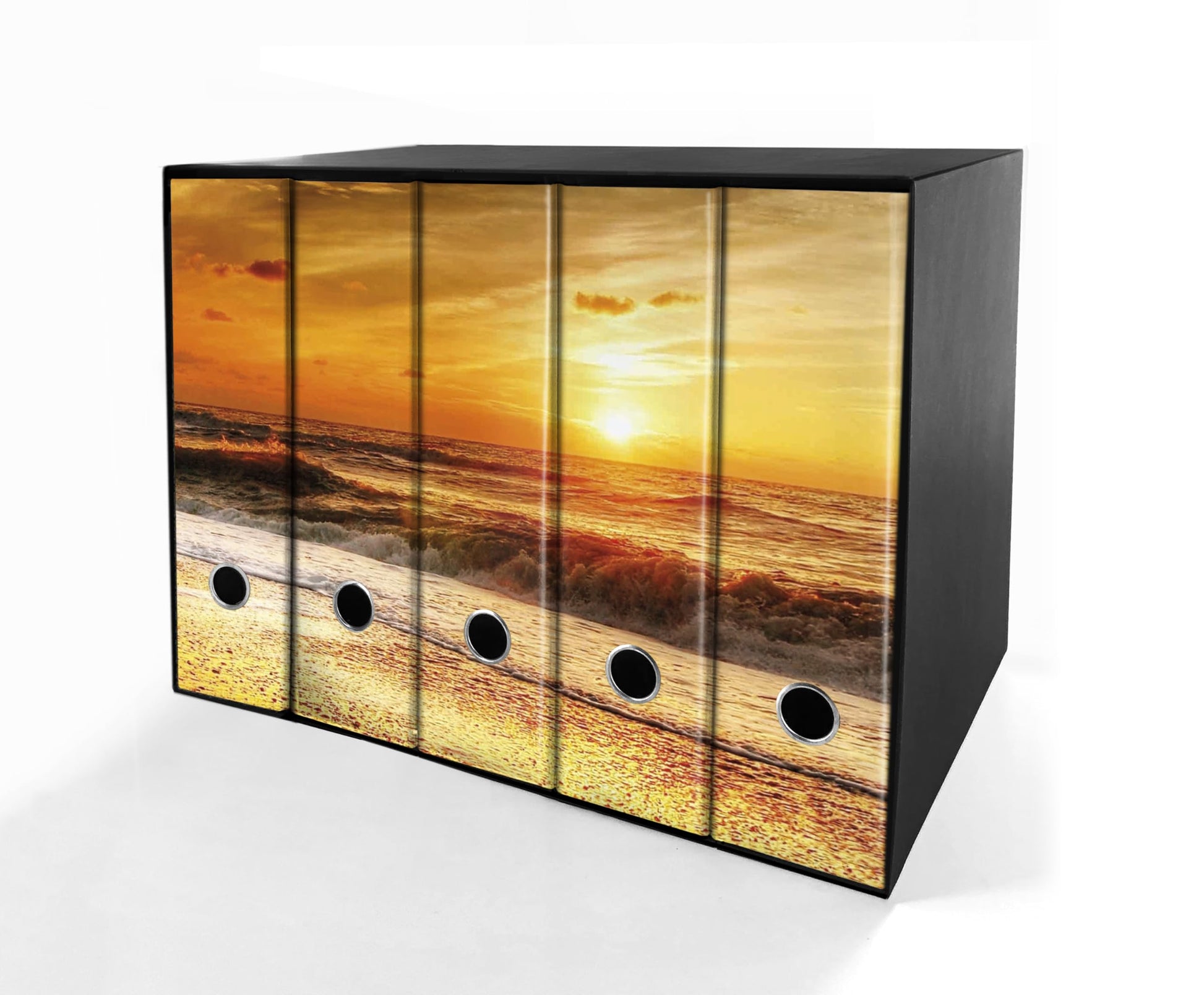 Shareprinting Set da 5 raccoglitori ad anelli - SPIAGGIA TRAMONTO (H31 cm con 2 anelli)