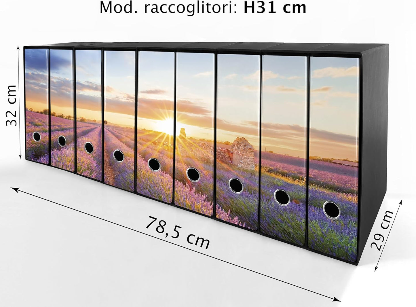 Set da 9 raccoglitori ad anelli LAVANDA AL TRAMONTO - Faldoni SHAREPRINTING (H31 con 2 anelli)