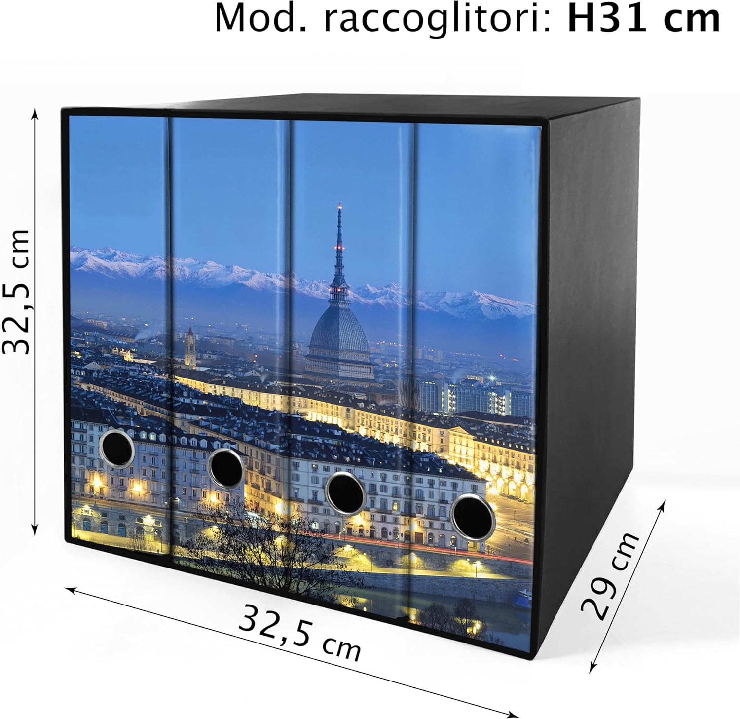 Shareprinting Set da 4 raccoglitori ad anelli TORINO - Faldoni (H31 con 2 anelli)