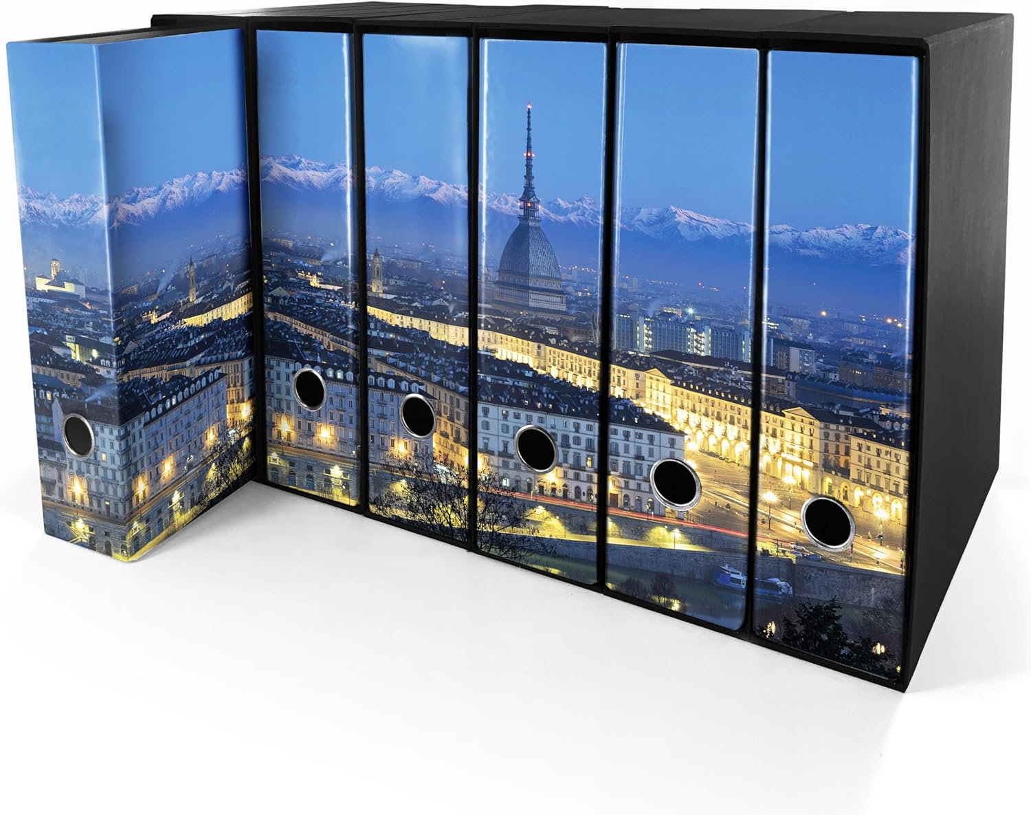 Set da 6 raccoglitori ad anelli TORINO - Faldoni SHAREPRINTING (H31 con 2 anelli)