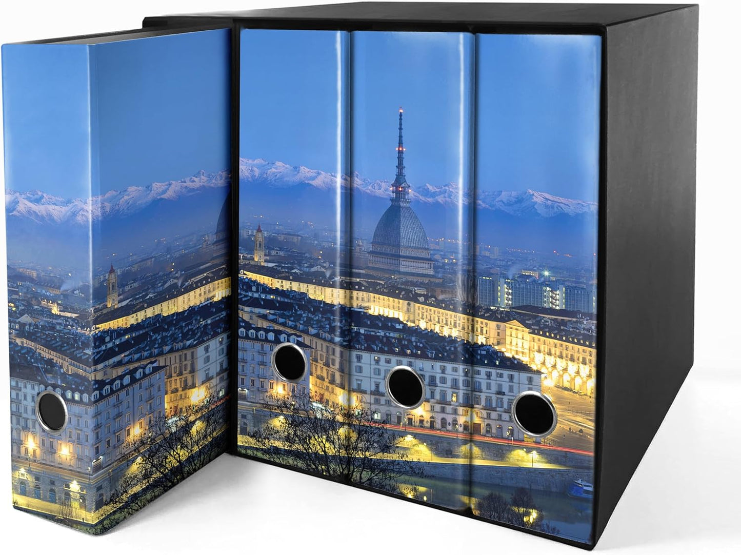 Shareprinting Set da 4 raccoglitori ad anelli TORINO - Faldoni (H31 con 2 anelli)