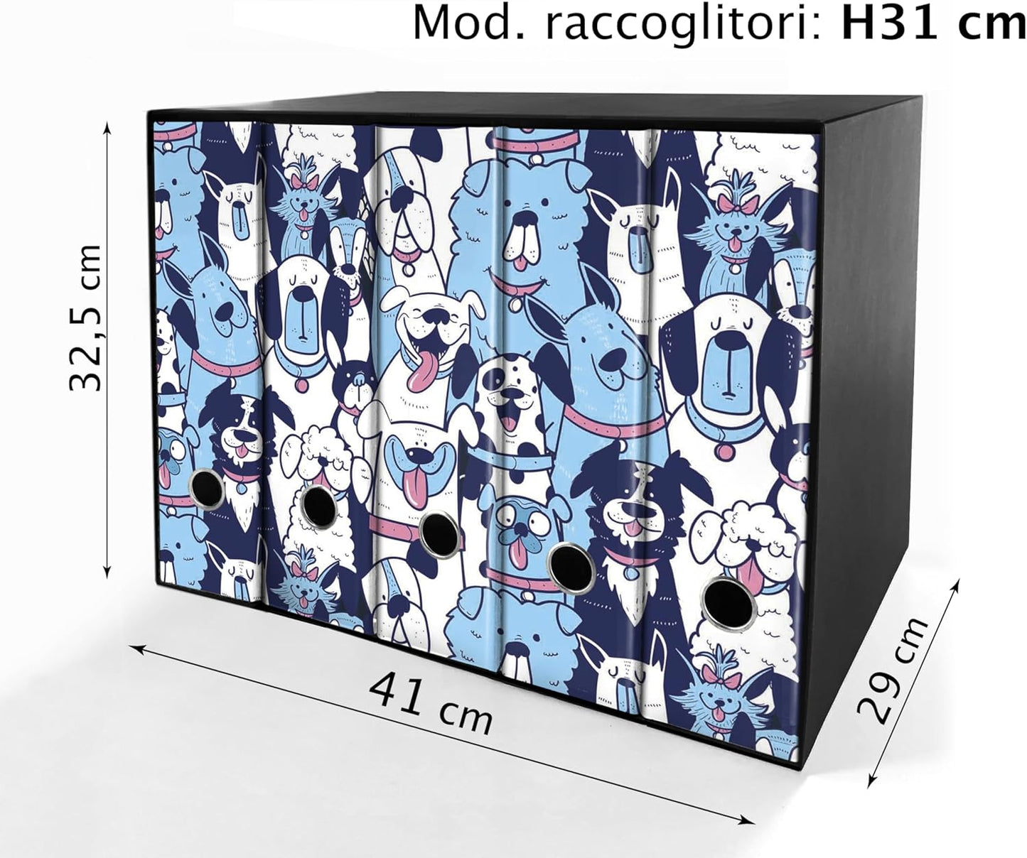 Set da 5 raccoglitori ad anelli - AMICI CANI (H31 cm con 2 anelli)