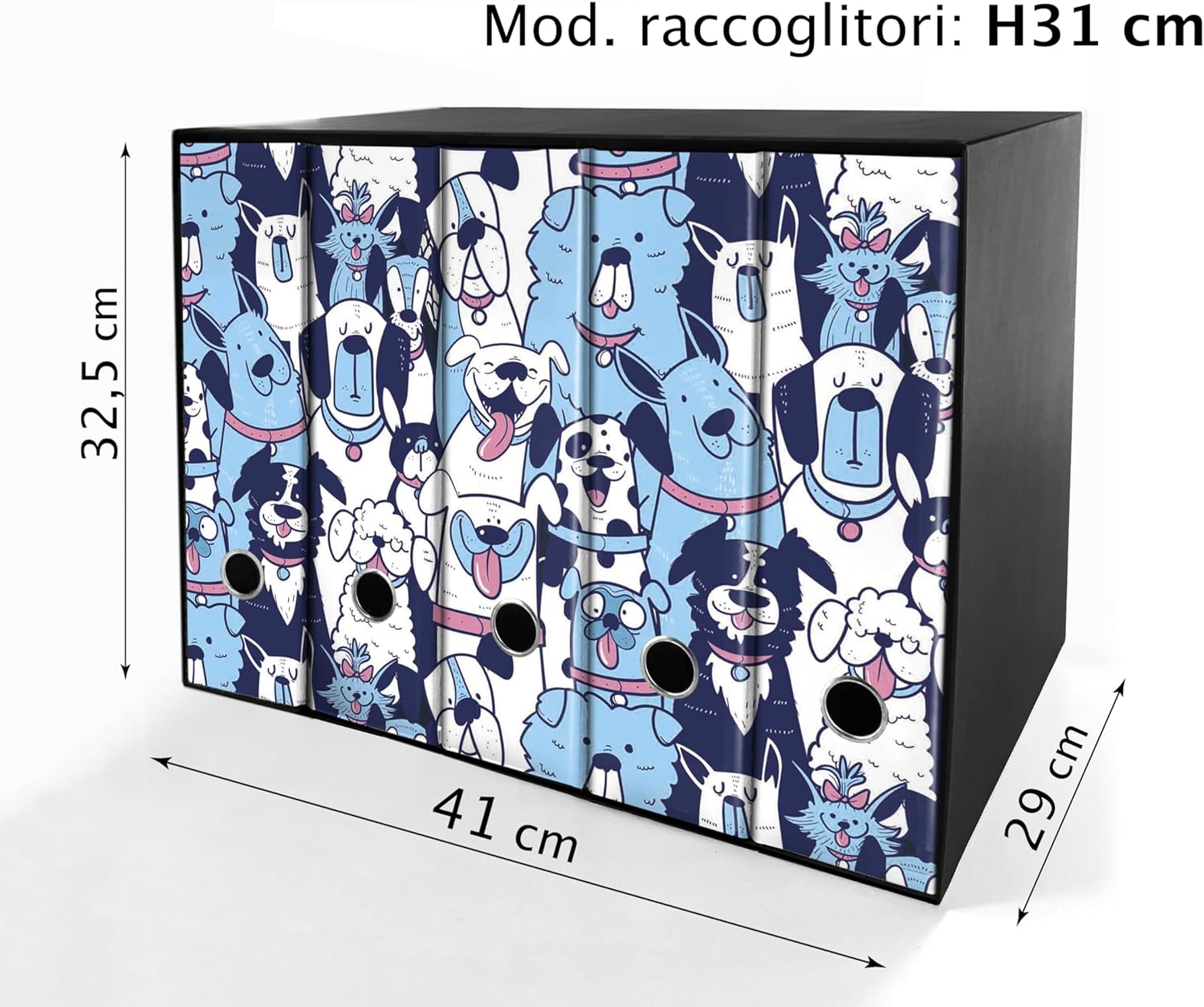 Set da 5 raccoglitori ad anelli - AMICI CANI (H31 cm con 2 anelli)