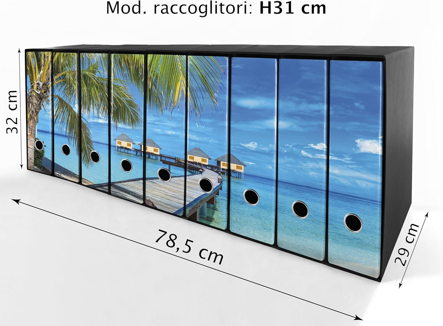 Set da 9 raccoglitori ad anelli MALDIVE - Faldoni SHAREPRINTING (H31 con 2 anelli)