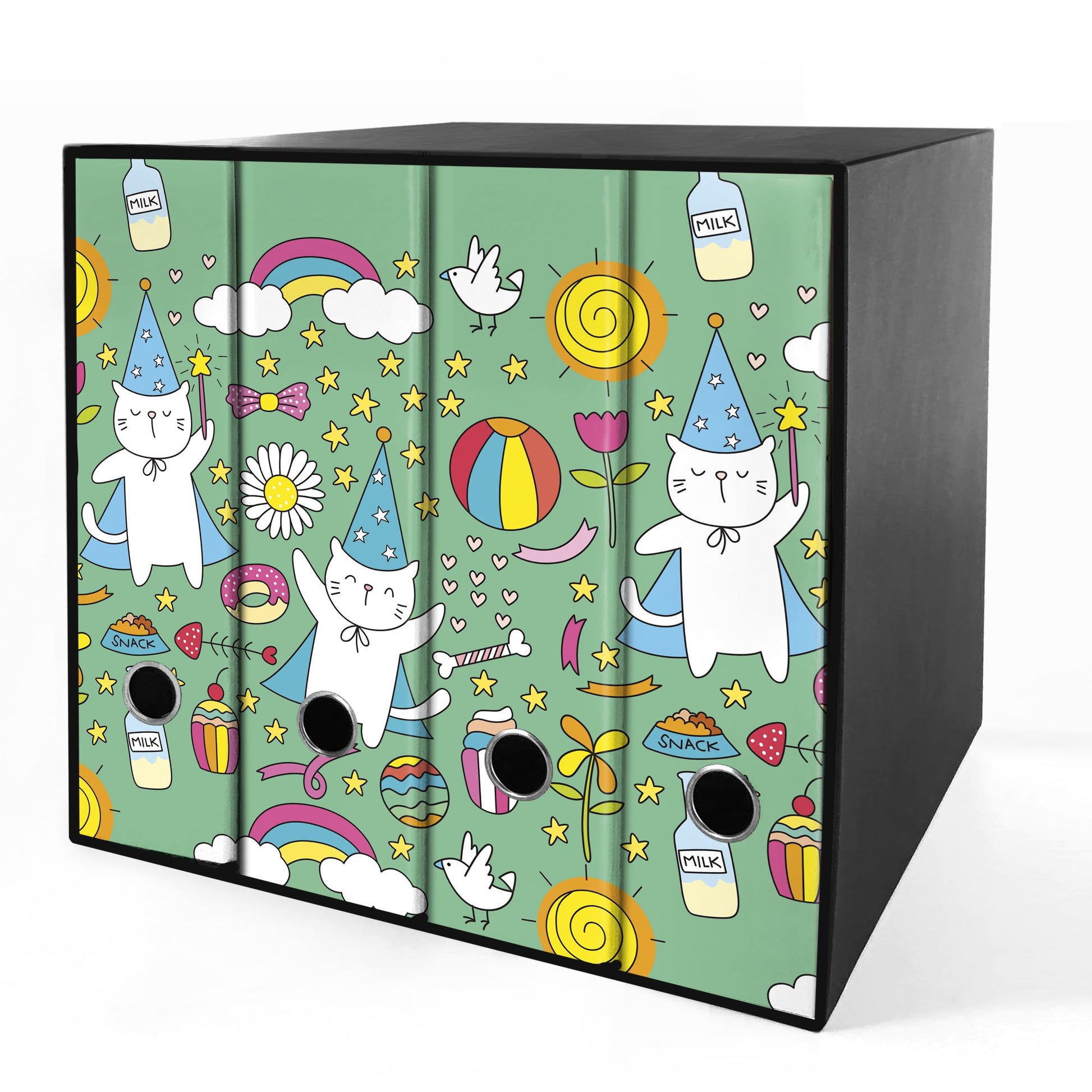 Set da 4 raccoglitori ad anelli - MAGO GATTO (H31 cm con 2 anelli)