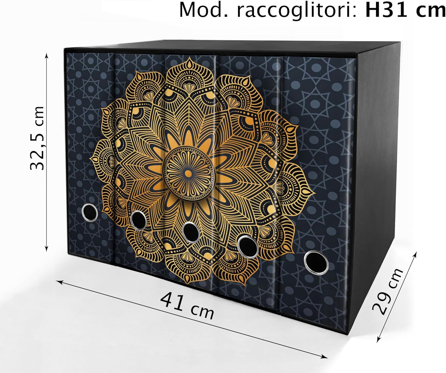 Set da 5 raccoglitori ad anelli MANDALA ORO BLU - Faldoni SHAREPRINTING (H31 con 2 anelli)