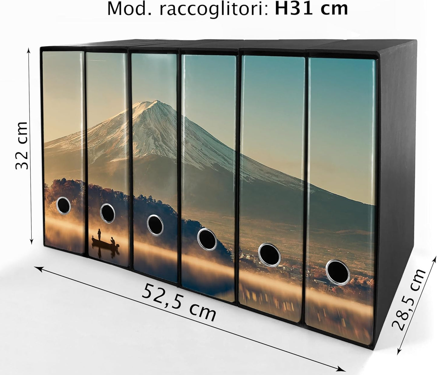 Set da 6 raccoglitori ad anelli - MONTE FUJI (H31 cm con 2 anelli)