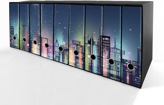 Set da 9 raccoglitori ad anelli CITTA DI NOTTE - Faldoni SHAREPRINTING (H31 con 2 anelli)