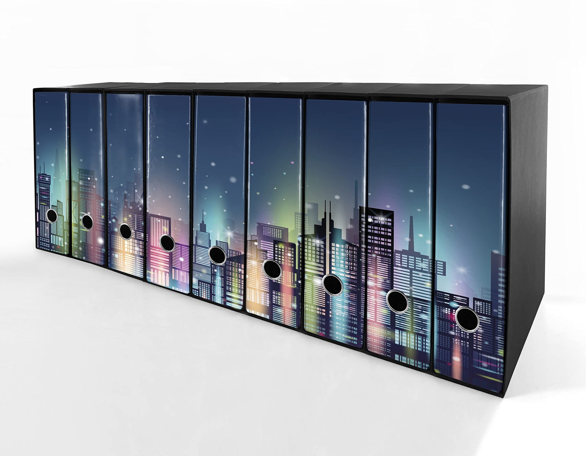 Set da 9 raccoglitori ad anelli CITTA DI NOTTE - Faldoni SHAREPRINTING (H31 con 2 anelli)