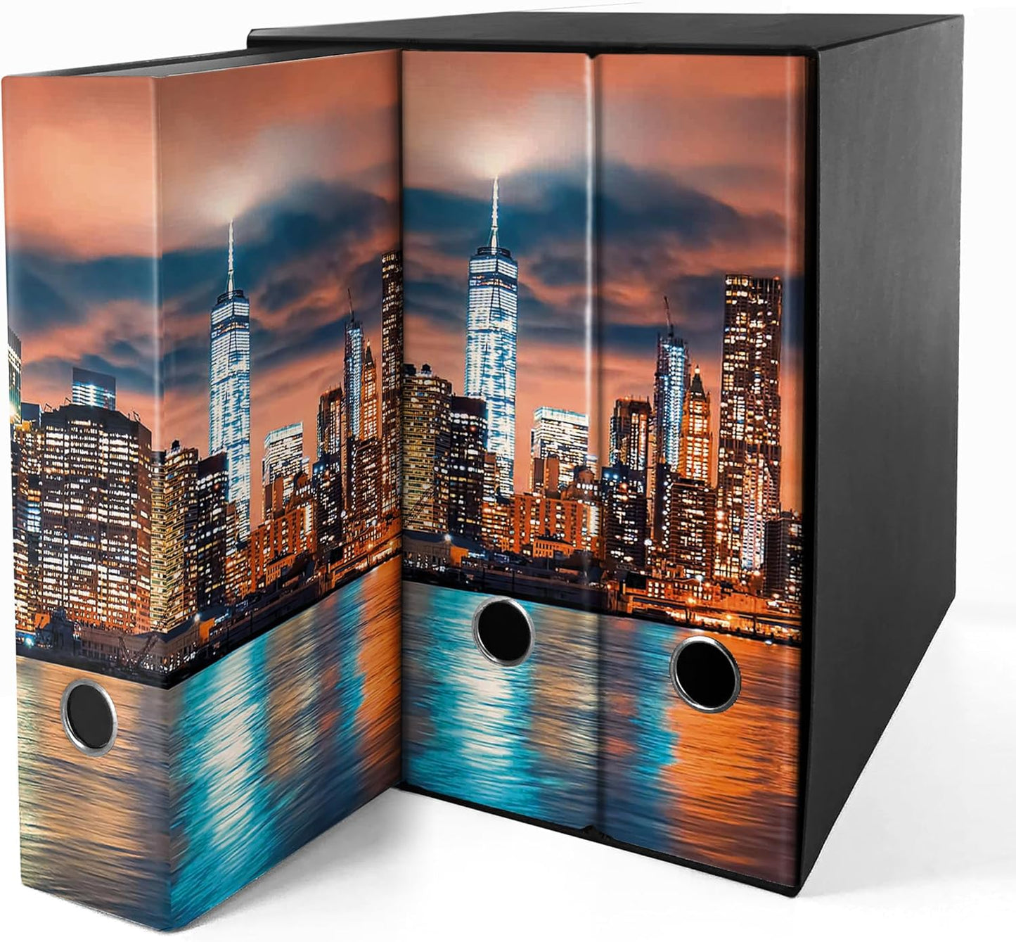 Set da 3 raccoglitori ad anelli - NEW YORK (H31 cm con 2 anelli)