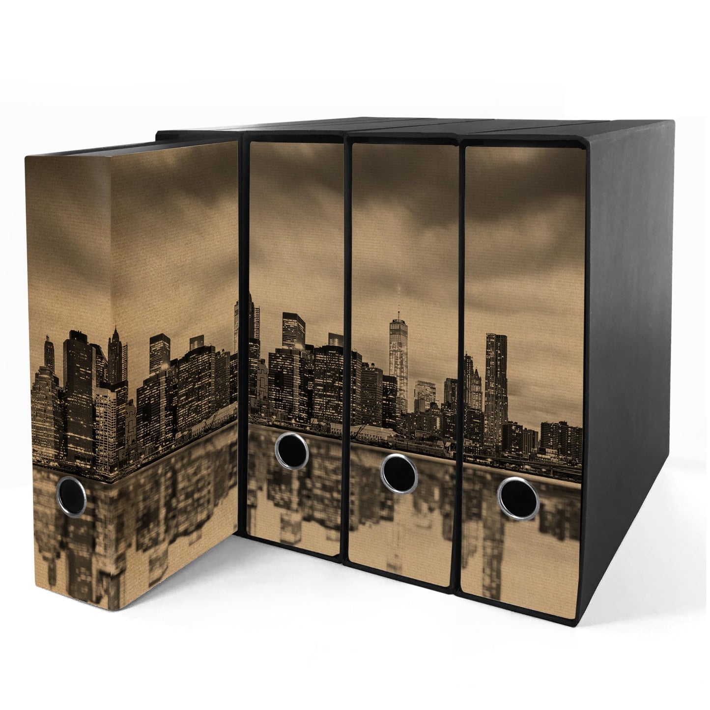 Raccoglitori ad anelli Avana NEW YORK - Set da 4 raccoglitori - SHAREPRINTING Faldoni