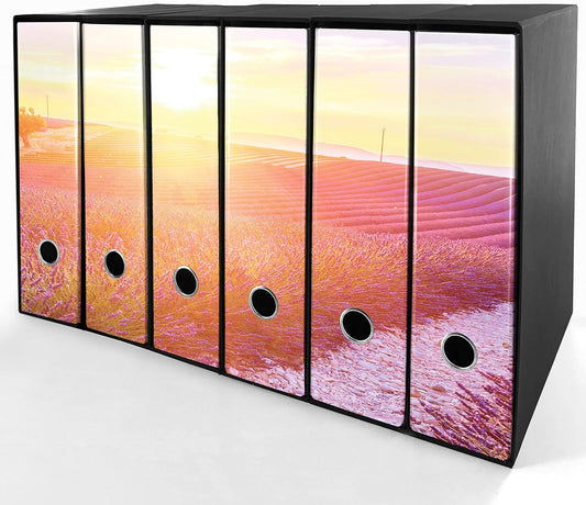 Set da 6 raccoglitori ad anelli - LAVANDA al TRAMONTO (H31 cm con 2 anelli)