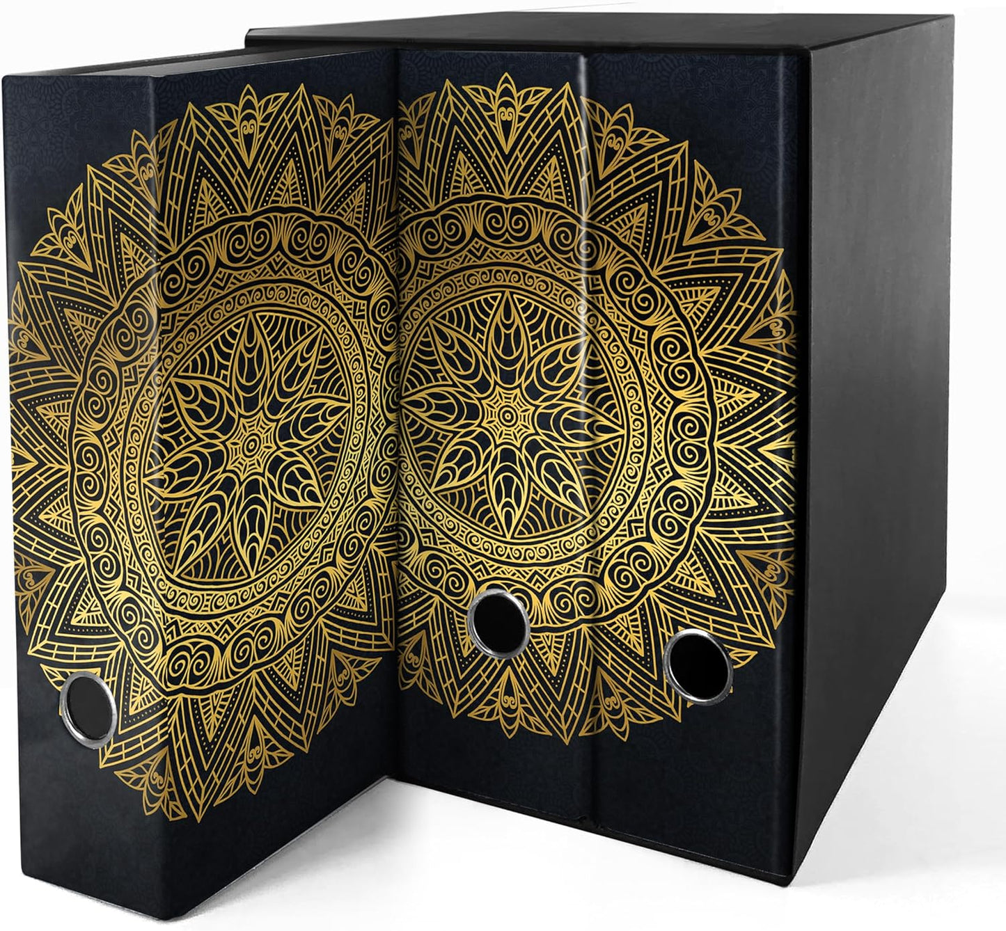 Set da 3 raccoglitori ad anelli - MANDALA color ORO (H31 cm con 2 anelli)