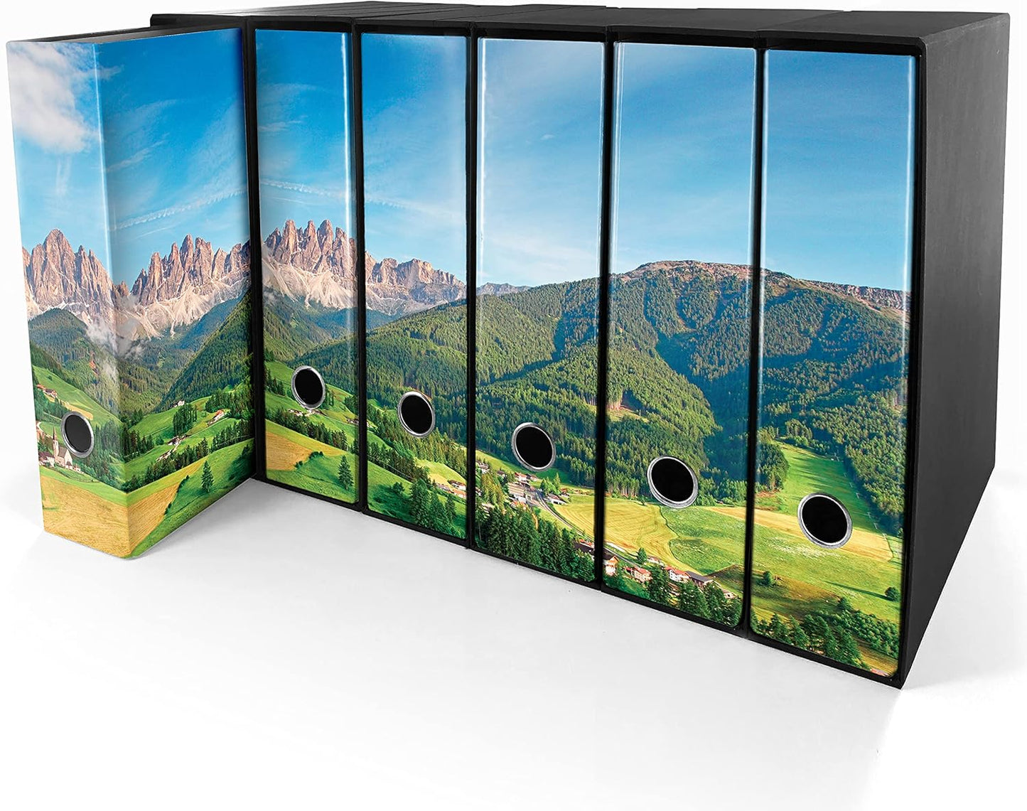 Set da 6 raccoglitori ad anelli - SCENARIO ALPINO (H31 cm con 2 anelli)