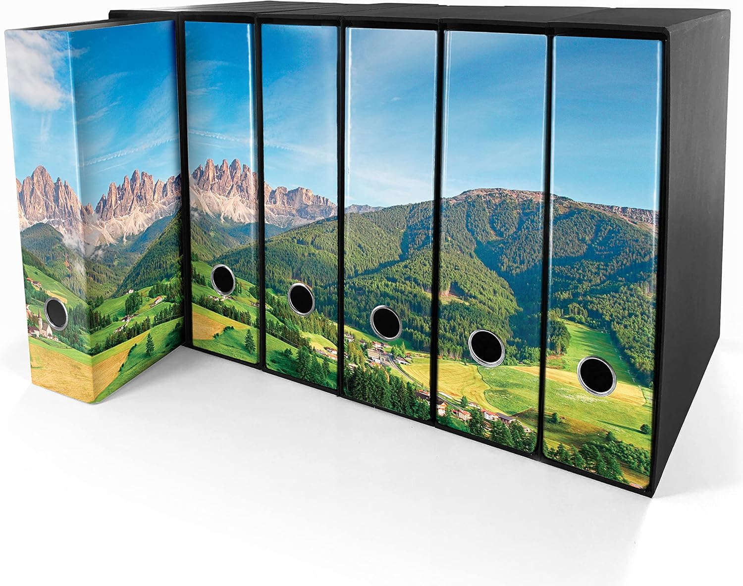 Set da 6 raccoglitori ad anelli - SCENARIO ALPINO (H31 cm con 2 anelli)