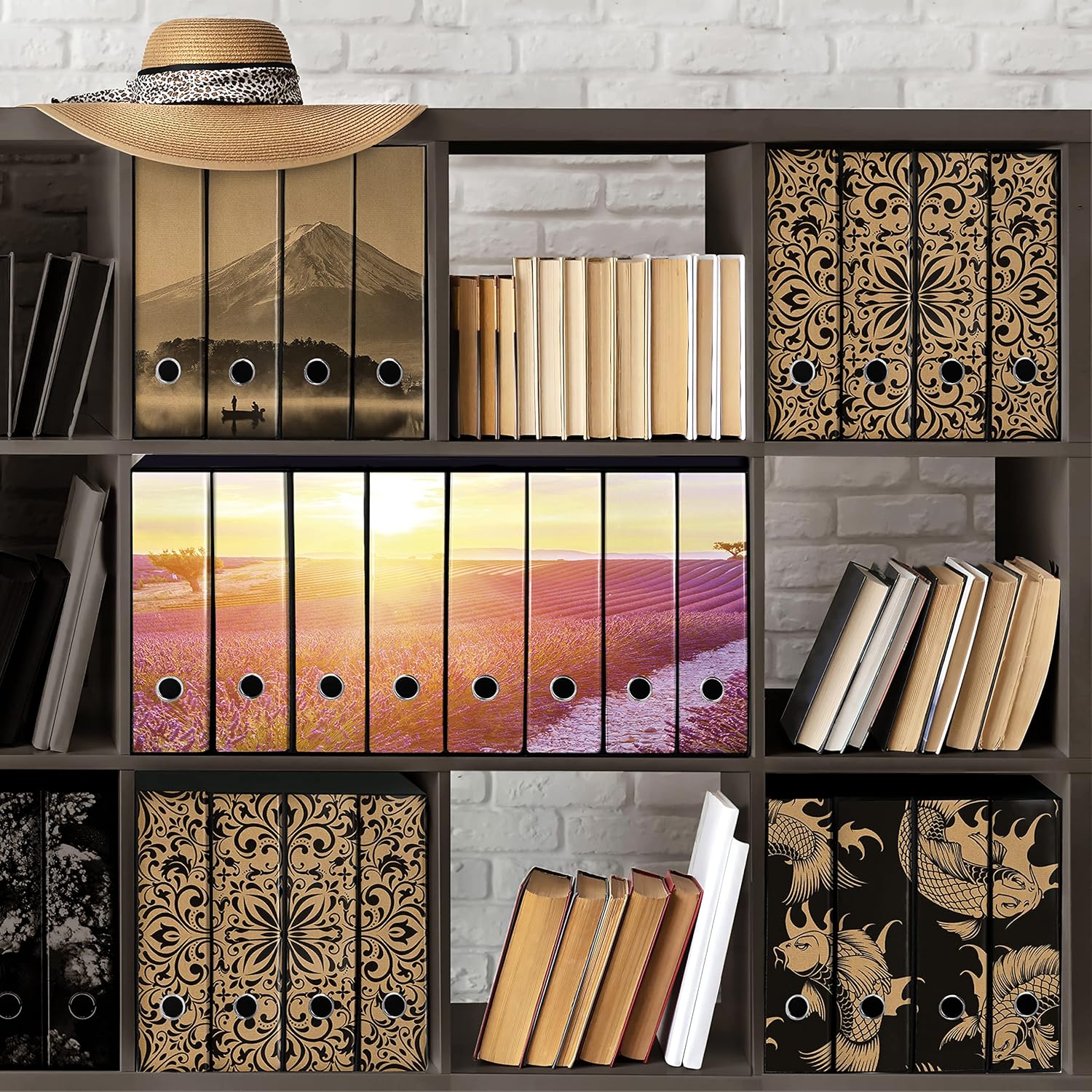 Set da 8 raccoglitori ad anelli LAVANDA AL TRAMONTO - Faldoni SHAREPRINTING (H31 con 2 anelli)