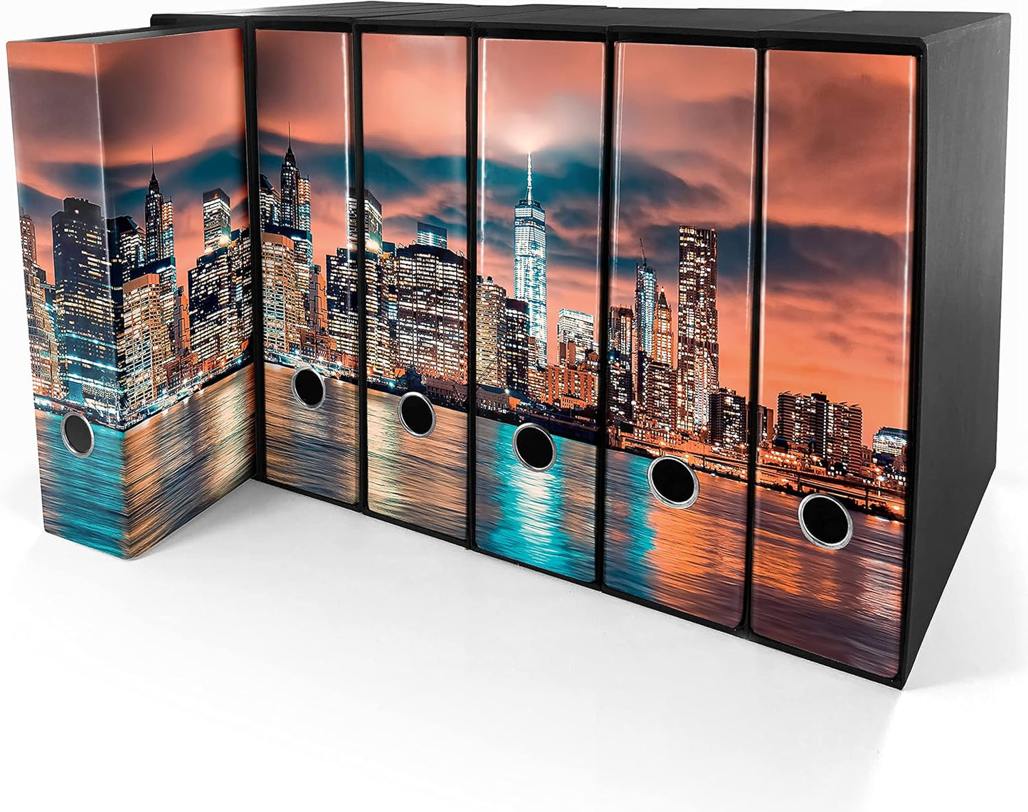 Set da 6 raccoglitori ad anelli - NEW YORK (H31 cm con 2 anelli)