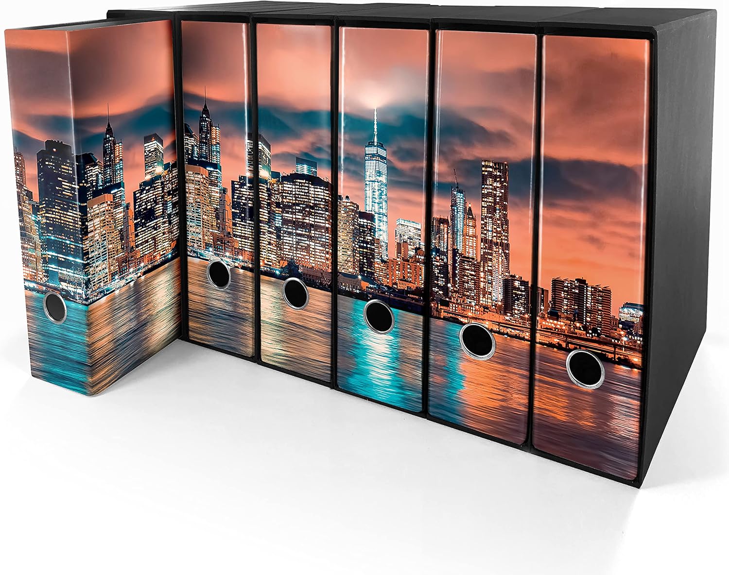 Set da 6 raccoglitori ad anelli - NEW YORK (H31 cm con 2 anelli)