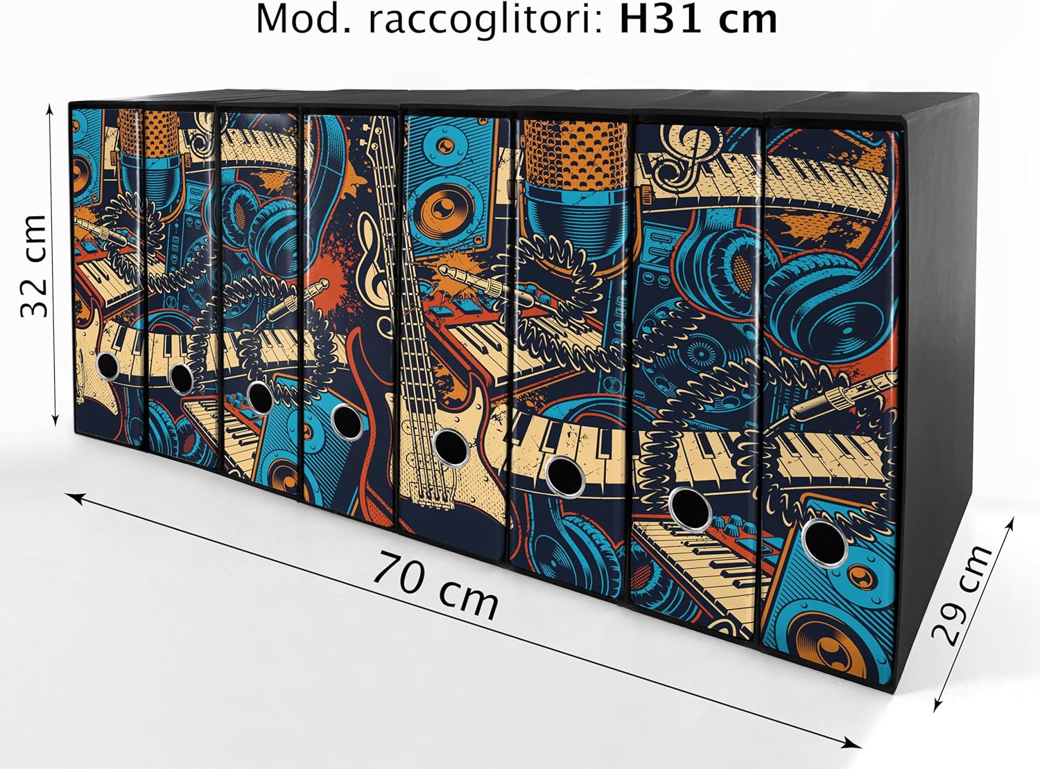 Set da 8 raccoglitori ad anelli MUSICA - Faldoni SHAREPRINTING (H31 con 2 anelli)