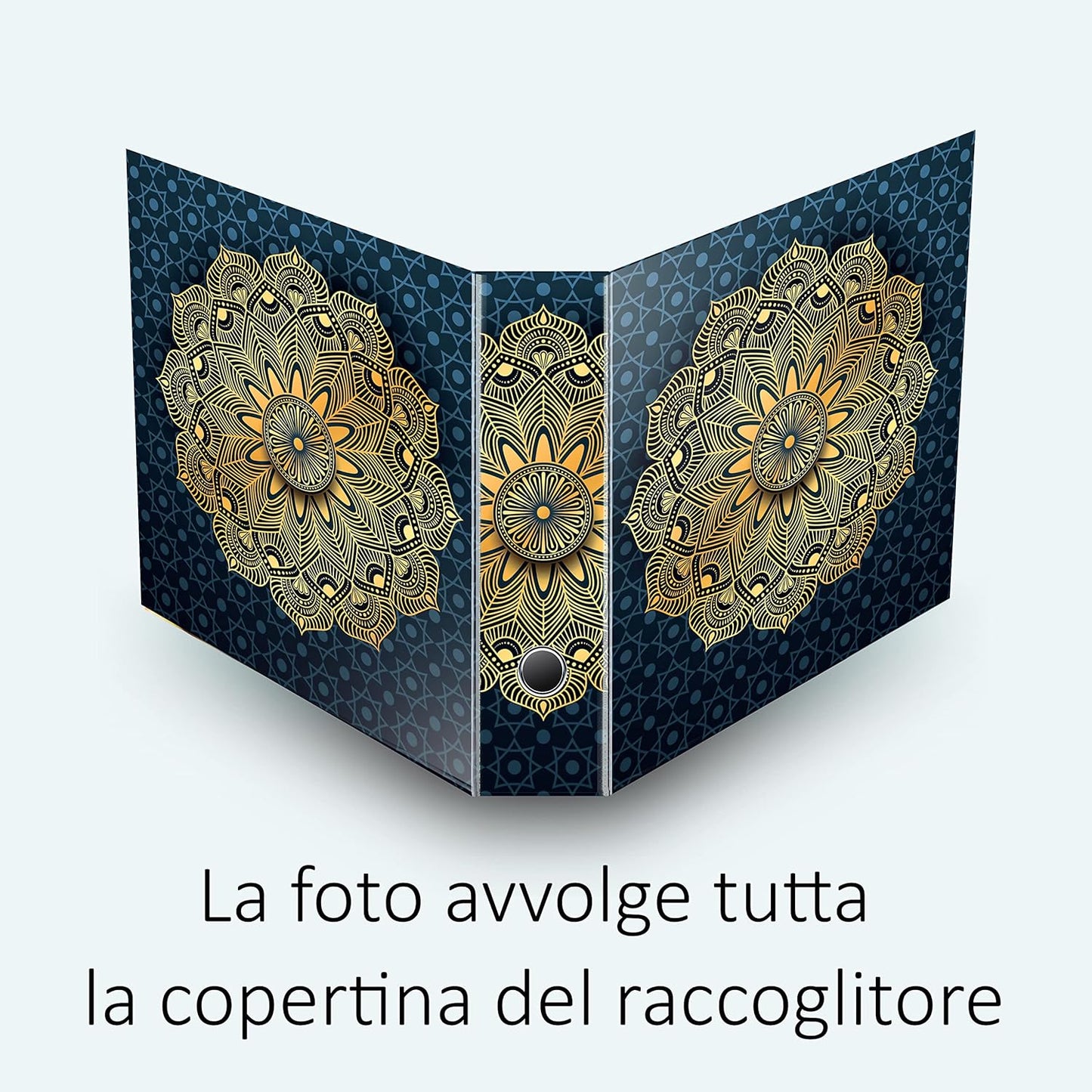 Set da 5 raccoglitori ad anelli MANDALA ORO BLU - Faldoni SHAREPRINTING (H31 con 2 anelli)