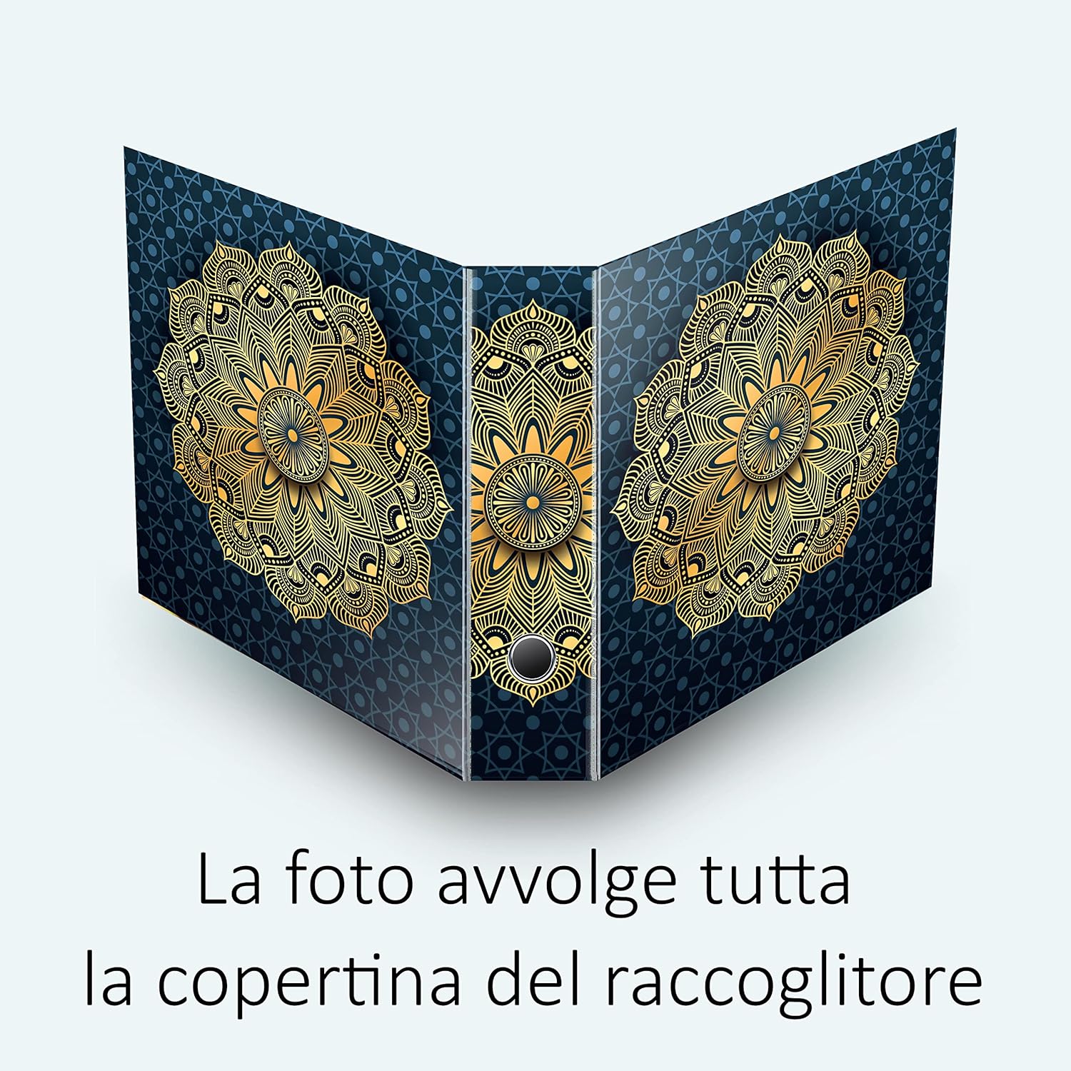 Set da 5 raccoglitori ad anelli MANDALA ORO BLU - Faldoni SHAREPRINTING (H31 con 2 anelli)