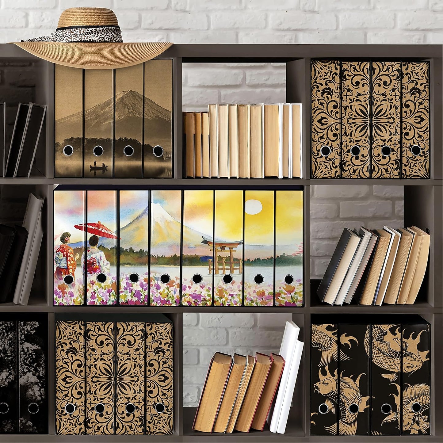 Set da 8 raccoglitori ad anelli MONTE FUJI DISEGNO - Faldoni SHAREPRINTING (H31 con 2 anelli)