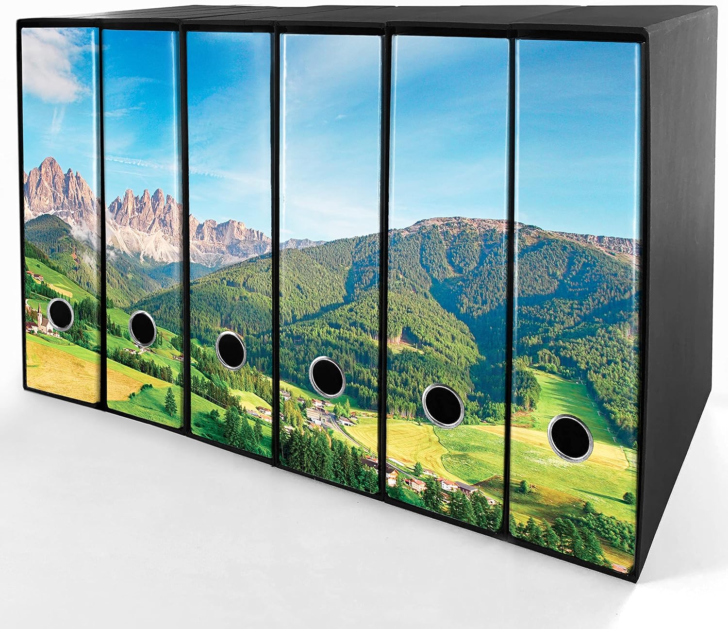 Set da 6 raccoglitori ad anelli - SCENARIO ALPINO (H31 cm con 2 anelli)