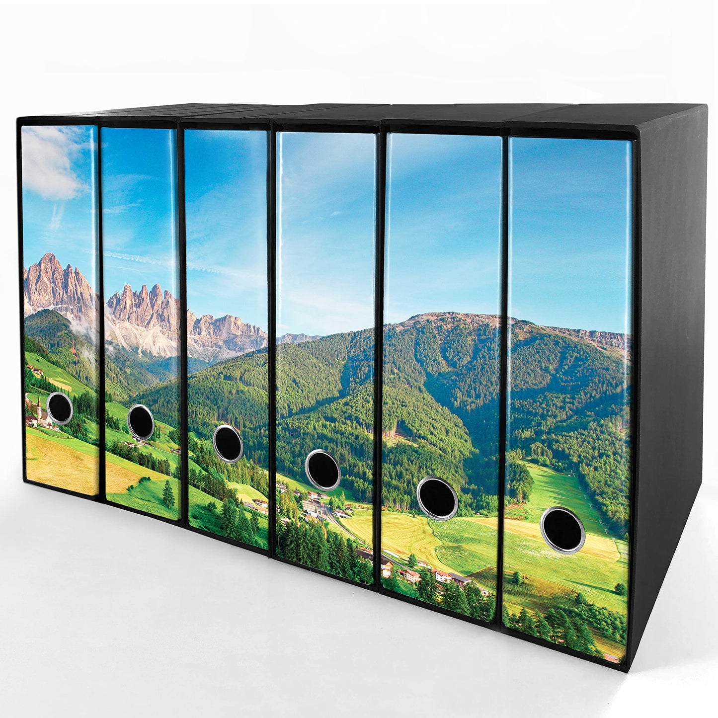 Set da 6 raccoglitori ad anelli - SCENARIO ALPINO (H31 cm con 2 anelli)