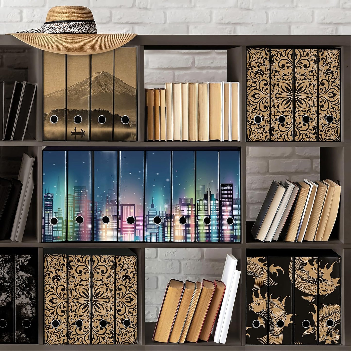 Set da 8 raccoglitori ad anelli CITTA DI NOTTE - Faldoni SHAREPRINTING (H31 con 2 anelli)