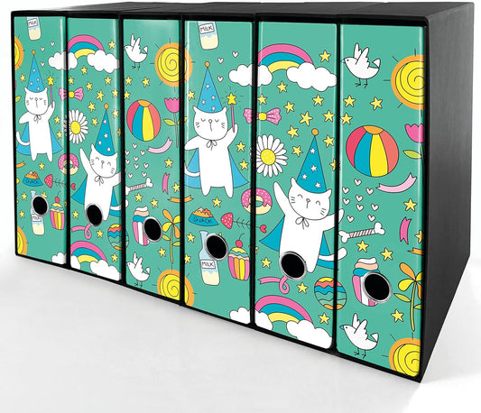 Set da 6 raccoglitori ad anelli - MAGO GATTO (H31 cm con 2 anelli)