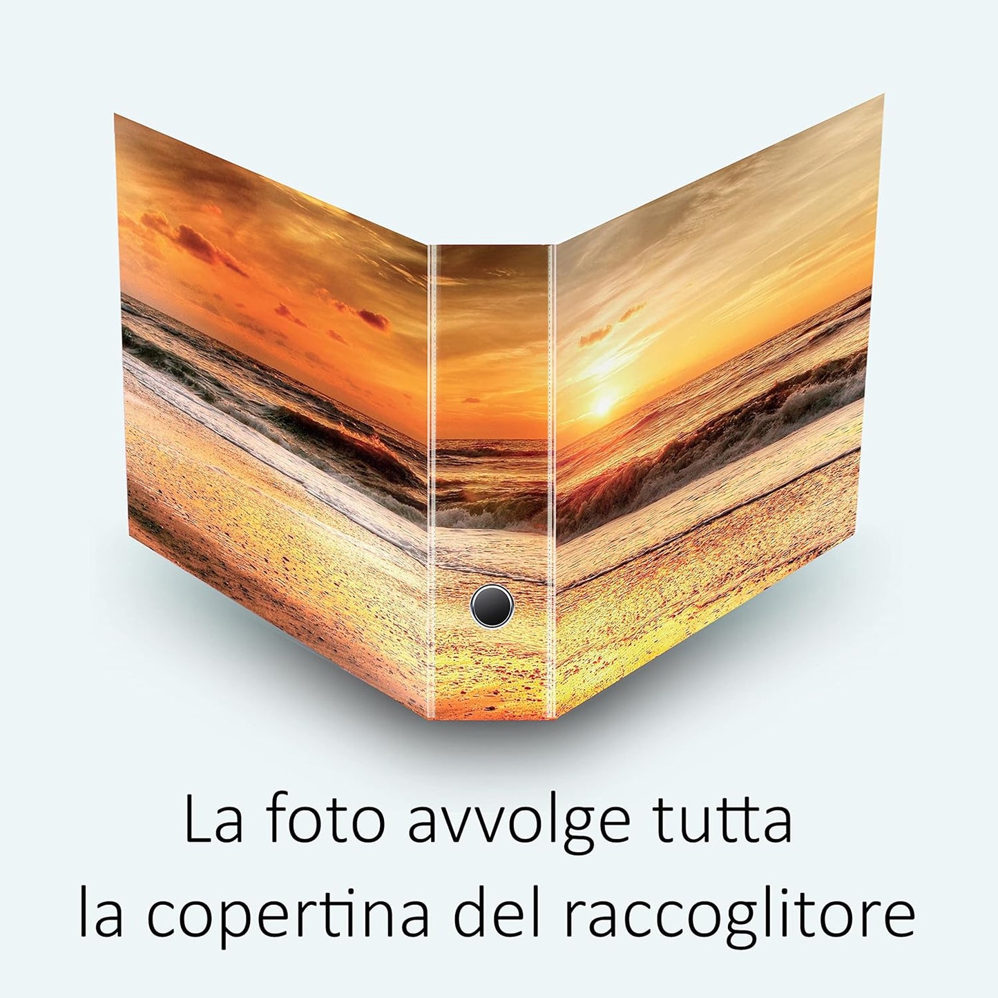 Shareprinting Set da 5 raccoglitori ad anelli - SPIAGGIA TRAMONTO (H31 cm con 2 anelli)