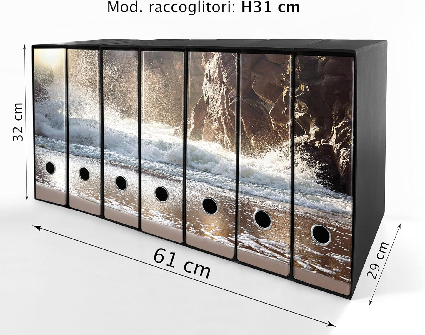 Set da 7 raccoglitori ad anelli ONDA e ROCCE - Faldoni SHAREPRINTING (H31 con 2 anelli)