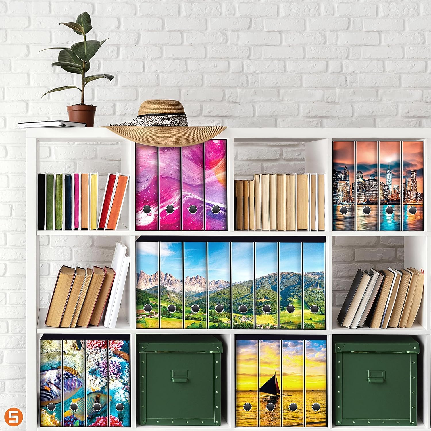 Set da 9 raccoglitori ad anelli ONDA e ROCCE - Faldoni SHAREPRINTING (H31 con 2 anelli)