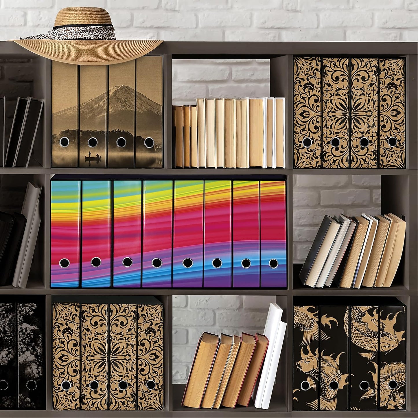 Set da 8 raccoglitori ad anelli ARCOBALENO - Faldoni SHAREPRINTING (H31 con 2 anelli)