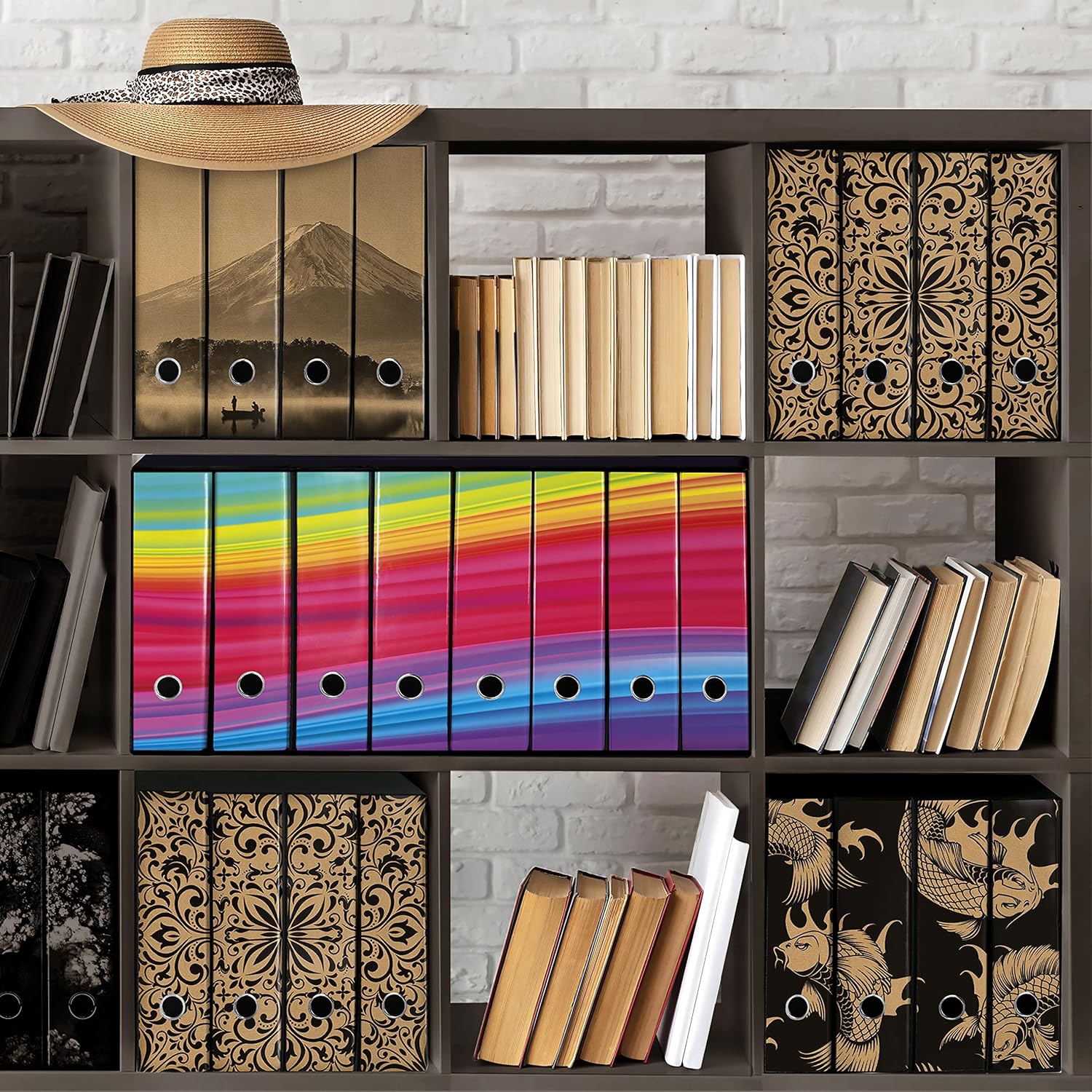 Set da 8 raccoglitori ad anelli ARCOBALENO - Faldoni SHAREPRINTING (H31 con 2 anelli)